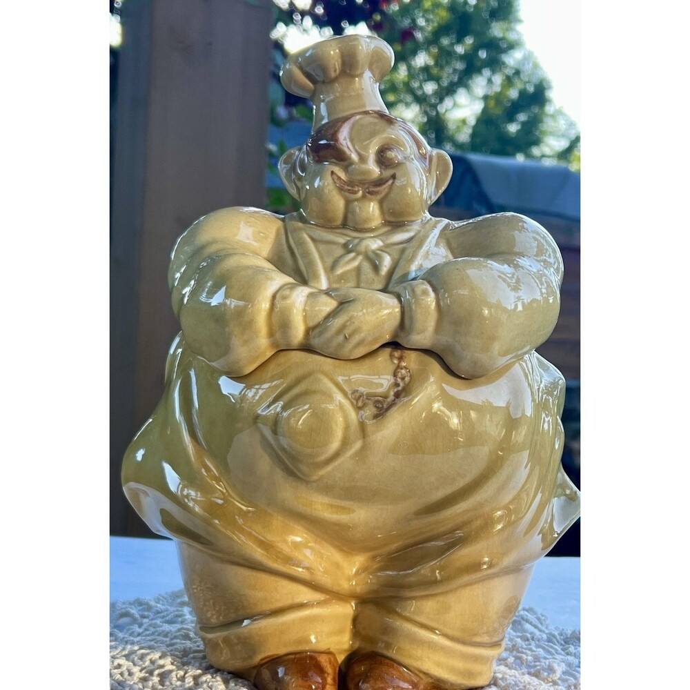 Vintage Red Wing CHEF PIERRE Cookie Jar 1940s Pottery Collectible Hand Painted